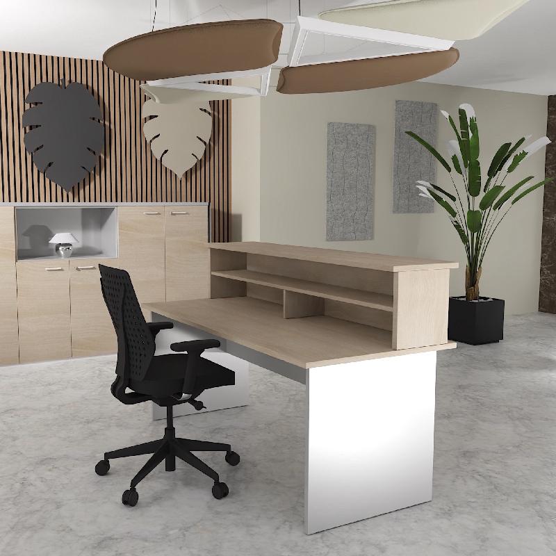 Bureau d'accueil Tono - Mobel Linea. - 80, Alu, Acacia clair_6