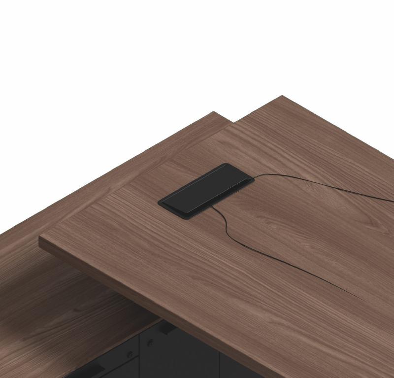 Bureau de manager Sile avec meuble intégré - Bralco - 228, Noyer, Oui, Gauche_6