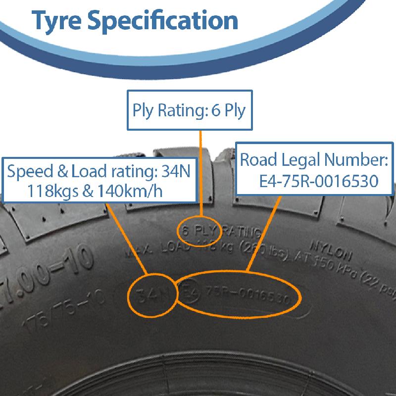 21x7.00-10  20x11.00-9 OBOR Beast 6ply Pneus Tubeless Road Legal (Lot de 4)_6