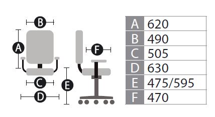 Siège bureautique synchrone Tool - Référence 6850 SB A - réglable en hauteur, tissu et résille, soutien lombaire_6