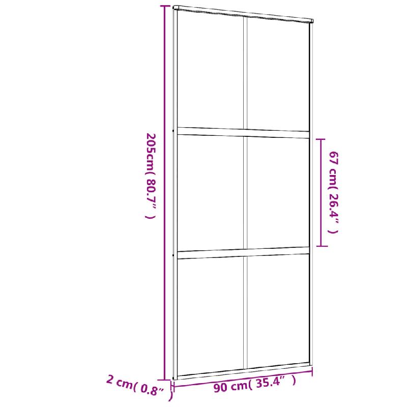 Vidaxl porte coulissante doré 90x205 cm verre esg clair et aluminium 155155_6