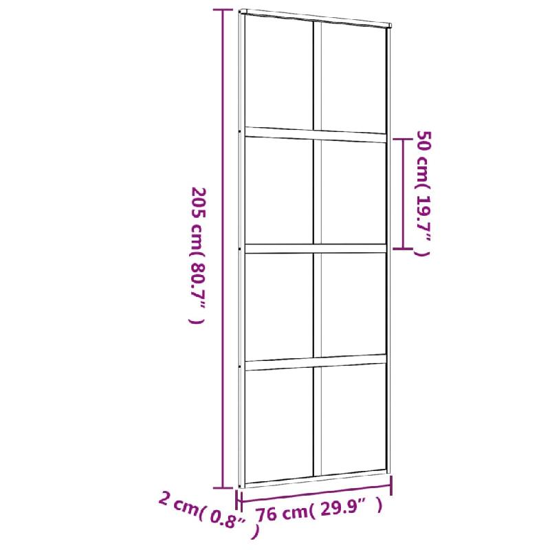 Vidaxl porte coulissante doré 76x205 cm verre esg clair et aluminium 155184_6