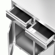 Meuble inox pour machine à café - 800 x 600 mm - 2 tiroirs - 2 portes avec trappe à déchets_6