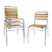 Chaises bistro bois et aluminium empilables - Lot de 4 - Intérieur / Extérieur - GK997 | Bolero_6