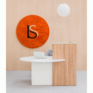 Bureau d'accueil oval avec parties haute et basse - MDD - Blanc, A gauche, Cocoa_6