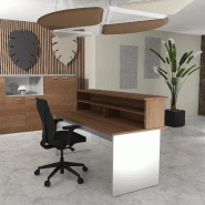 Bureau d'accueil Tono - Mobel Linea. - 180, Alu, Acacia foncé_0