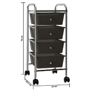 Vidaxl chariot de rangement mobile à 4 tiroirs noir plastique 320398_6