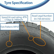 25x10.00-12  25x8.00-12 ATV Tyres 6ply WP08 OBOR Beast Road Legal (Set of 22)_6