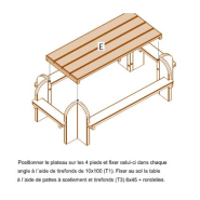 Table Elite Rectangulaire - Réf: ER240 - Piétement et Bancs en Bois - 2.42m x 1.42m x 0,75m - 150kg_6