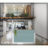 Comptoir d'accueil Avant 1 personne façade colorée - Ofitres - 129, Blanc, Non, Aigue Marine brillant_6