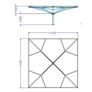 Préau Impluvio avec toile - Dimensions de 36m² à 102m², sur poteau central, acier galvanisé_6