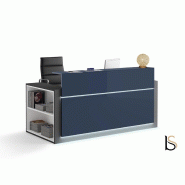 Banque d'accueil lumineuse avec étagère- Ofitres - 157, Gauche, Bleu brillant_6
