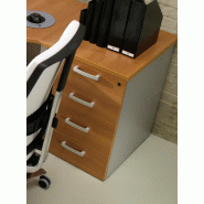 Bureaux bench compact Tempo avec caissons - Mobel Linea - 160, Alu, Acacia foncé, 3 tiroirs_6