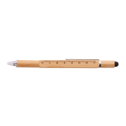Stylo multifonctions en bambou – Stylet, tournevis, niveau à bulle, règle 7 cm – Encre bleue_6