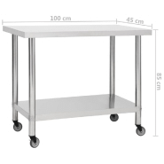 Vidaxl table de travail de cuisine avec roues 100x45x85 cm inox 51638_6