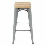 Tabourets hauts en acier galvanisé avec assise en bois Bistro (lot de 4) | Bolero - GM638_6