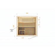 Cabine de sauna 194x194x199 en épicéa scandinave avec poêle HARVIA VEGA 8KW à commandes déportées_6