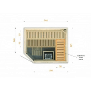 Cabine de sauna d'angle 244x194x199 avec poêle HARVIA Vega 9KW - Commande déportée_6