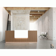 Banque d'accueil modulable - Mobel Linea - Blanc mat, Acacia foncé, Oui, 324_6