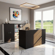 Bureau d'accueil Delta First monocolor - Mobel Linea - 144, Noir_0
