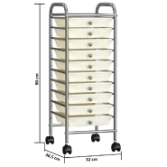 Vidaxl chariot de rangement mobile à 10 tiroirs blanc plastique 320403_6