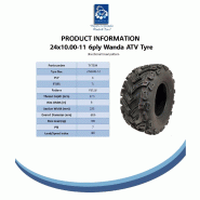 24x10.00-11  24x9.00-11 ATV Quad Tyres 6ply P3128 Tubeless 45J  48J (Lot de 4)_6