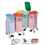 Chariot porte-sac 1 à 4 sacs avec options couvercle et pédale pour la collecte et tri du linge sale - Andromède_6
