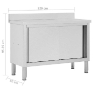 Vidaxl table de travail avec portes coulissantes 120x50x(95-97)cm inox 51051_6