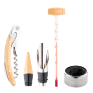 Set à vin - 4 accessoires dans une boîte en bois de bambou - Couleur marron - 475 gr_6