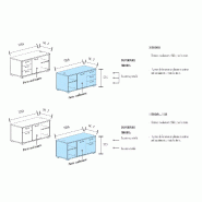 Bench vis-à-vis 2 postes piètement ouvert sur 2 crédences So Martos_6