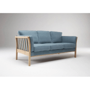 Canapé 3 places design scandinave AYA - accoudoirs chêne - tissu bleu pétrole - L197 x H82 x P80 cm_6