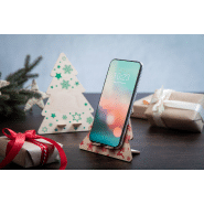 Support téléphone en forme de sapin de Noël - contreplaqué de bouleau - couleur rouge_6