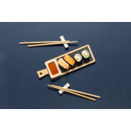 Service à sushi en bambou - 6 pièces avec planche en ardoise et accessoires en céramique_6