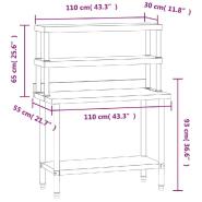 Vidaxl table de travail de cuisine avec étagère 110x55x150 cm inox 3208908_6