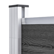 Vidaxl ensemble de panneau de clôture wpc 1138x(105-186) cm noir 3070442_6