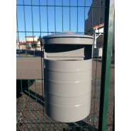 Poubelle publique murale en acier galvanisé - 40L à 100L - fixation murale, poteau ou sol - options seau et cendrier_6