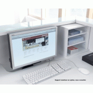 Banque d'accueil lumineuse LINEA version droite, coloris noir - MDD - Support moniteur, Noir_6