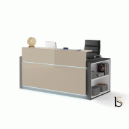 Banque d'accueil lumineuse avec étagère- Ofitres - 157, Droite, Beige brillant_6