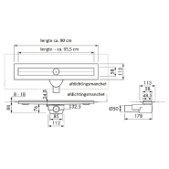 Schütte siphon de sol de douche avec couvercle en inox 95,5 cm 435050_6