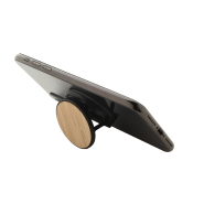 Support pour mobile rond en plastique avec base auto-adhésive et revêtement bambou - couleur noir, poids 8g_6