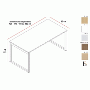 Bureau rectangulaire pieds cadre Practika P2 - Quadrifoglio - 140, Alu, Chêne blanchi, Avec voile de fond_6