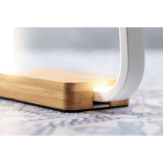 Lampe de bureau multifonctions en bambou - 25 LED - Luminosité réglable - Chargeur rapide sans fil 10W et port USB_6