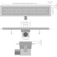 Vidaxl drain de douche linéaire 2 pc 1030 x 140 mm acier inoxydable 275952_6