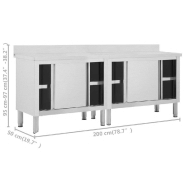 Vidaxl tables avec portes coulissantes 2 pcs 200x50x(95-97) cm inox 3055902_6