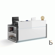 Banque d'accueil lumineuse avec étagère- Ofitres - 157, Gauche, Blanc brillant_6