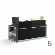 Banque d'accueil lumineuse avec étagère- Ofitres - 177, Gauche, Noir brillant_6