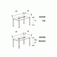 Bureau individuel avec retour So Vicar réglable en hauteur_6
