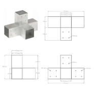 Vidaxl connecteurs de poteau 4 pcs forme en x métal galvanisé 81x81 mm 145468_6