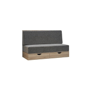 Lit escamotable style industriel KEY SOFA - chêne, bandeau noir, canapé gris 140x200 cm - avec rangements et vérins à pistons_6