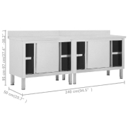 Vidaxl tables avec portes coulissantes 2 pcs 240x50x(95-97) cm inox 3055903_6